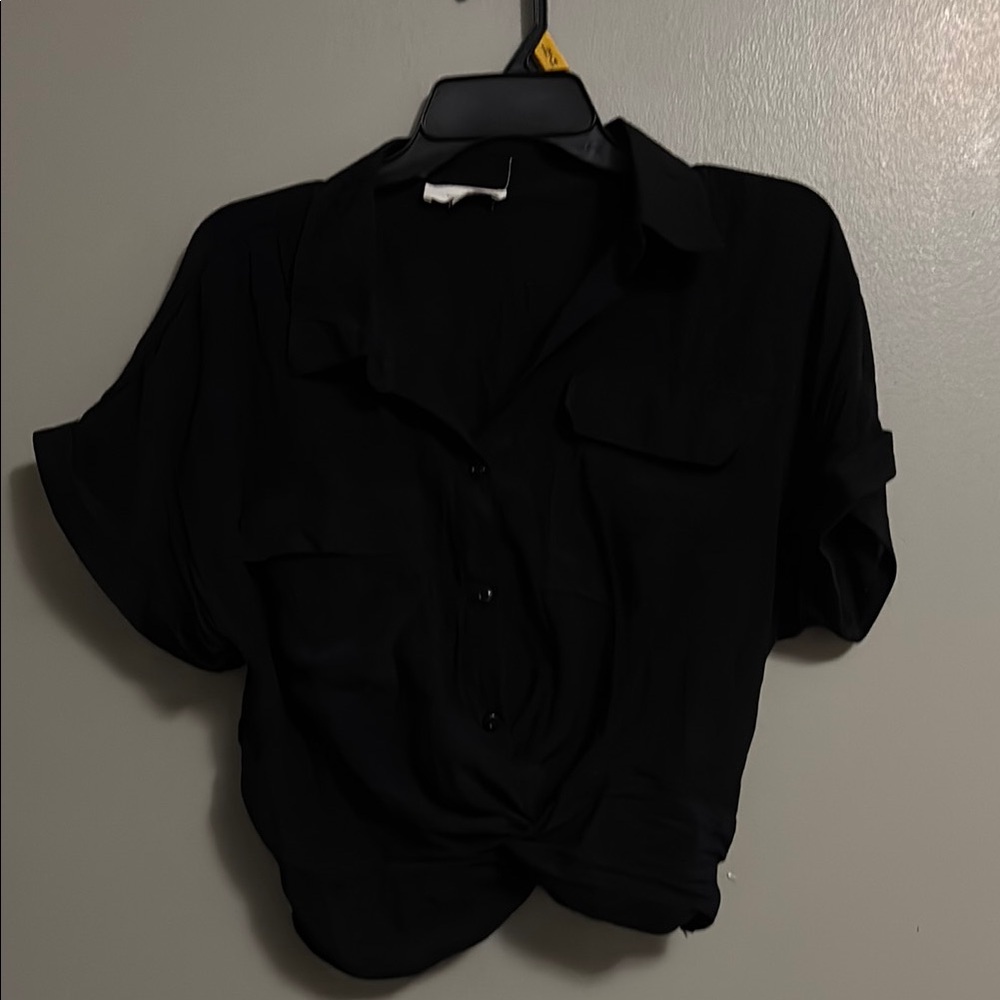 Women's Black Button-Up Top
